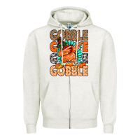 Oatmeal Heather Gobble Gobble Gobble Zipper Hoodie - MaliasSmallBusiness