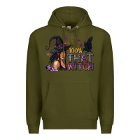 Army Green 100% That Witch Black Afro Witch Premium Hoodie - texasbilliewilder