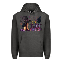 Charcoal Heather 100% That Witch Black Afro Witch Premium Hoodie - texasbilliewilder