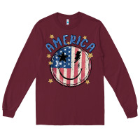 Burgundy America Long Sleeve Tee - MaliasSmallBusiness