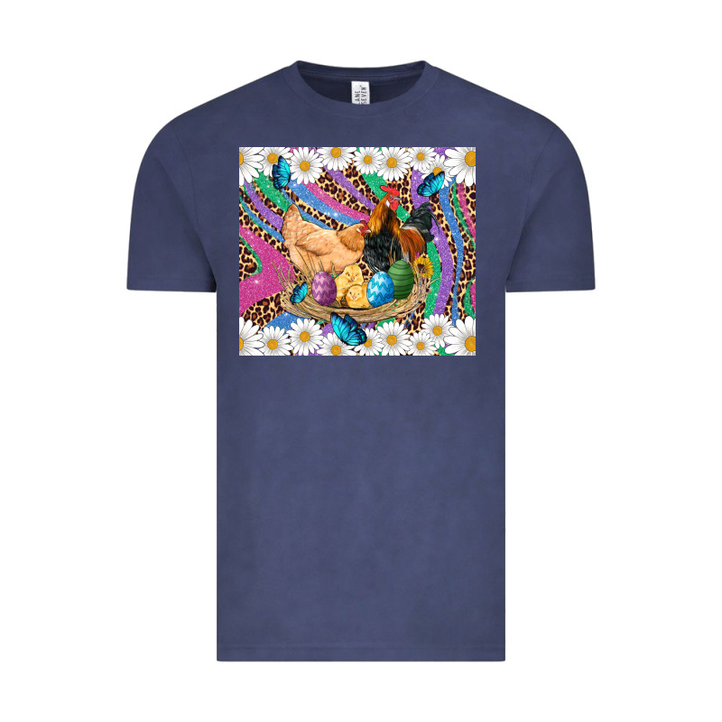 Easter Farm Chicken Chick Rooster Daisys Butterfly Sunflower Eggs Glit Vintage Tee by Artiststas | Teevron