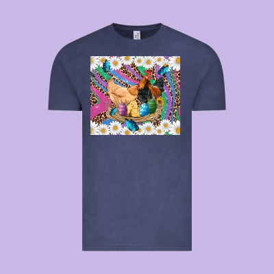 Easter Farm Chicken Chick Rooster Daisys Butterfly Sunflower Eggs Glit Vintage Tee Designed By Artiststas