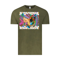 Vintage Olive easter farm chicken chick rooster daisys butterfly sunflower eggs glit Vintage Tee - Artiststas