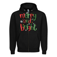 Black merry and bright Zipper Hoodie - MaliasSmallBusiness
