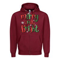 Burgundy merry and bright Zipper Hoodie - MaliasSmallBusiness