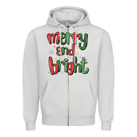 Dove Grey merry and bright Zipper Hoodie - MaliasSmallBusiness