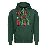 Sports Green merry and bright Zipper Hoodie - MaliasSmallBusiness