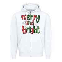 White merry and bright Zipper Hoodie - MaliasSmallBusiness