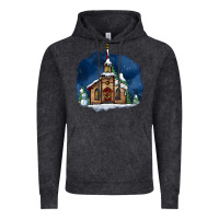 Vintage Black Christmas church and snow Vintage Hoodie - AdoDesignShop