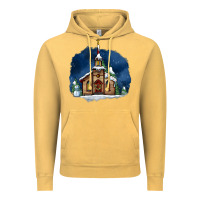 Vintage Mustard Christmas church and snow Vintage Hoodie - AdoDesignShop