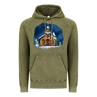 Vintage Olive Christmas church and snow Vintage Hoodie - AdoDesignShop