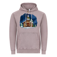 Vintage Zinc Christmas church and snow Vintage Hoodie - AdoDesignShop