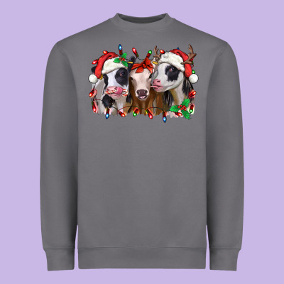 Funny Christmas Heifers Heavyweight Sweatshirt Designed By Jasminsmagicworld
