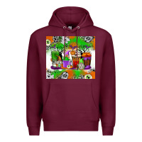 Burgundy Halloween Coffee Cups Premium Hoodie - texasbilliewilder