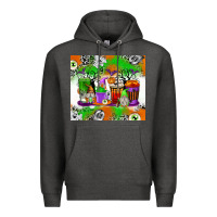 Charcoal Heather Halloween Coffee Cups Premium Hoodie - texasbilliewilder