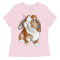 Bubblegum Pink cute bunny Ladies Tee - RanaPortraitStore