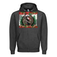 Charcoal Heather Merry Christmas skeleton Zipper Hoodie - NancyCooperArtShop