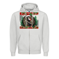 Dove Grey Merry Christmas skeleton Zipper Hoodie - NancyCooperArtShop