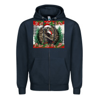 Navy Merry Christmas skeleton Zipper Hoodie - NancyCooperArtShop
