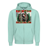 Seafoam Merry Christmas skeleton Zipper Hoodie - NancyCooperArtShop
