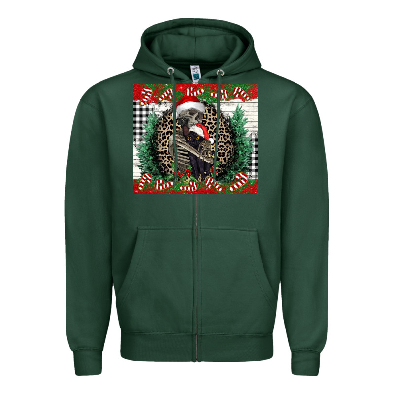 Merry Christmas Skeleton Zipper Hoodie by NancyCooperArtShop | Teevron