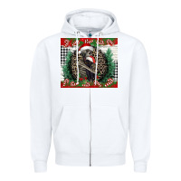 White Merry Christmas skeleton Zipper Hoodie - NancyCooperArtShop