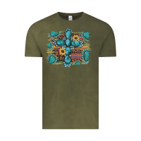 Vintage Olive western gemstone cross sunflowers serape leopard glitter Vintage Tee - Artiststas
