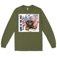 Army Green land of the free Long Sleeve Tee - MaliasSmallBusiness