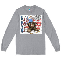 Heather Grey land of the free Long Sleeve Tee - MaliasSmallBusiness