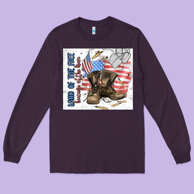 Land Of The Free Long Sleeve Tee Designed By Maliassmallbusiness