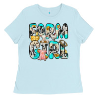 Baby Blue farm girl Ladies Tee - Zillion Design Studio