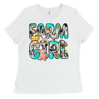 White farm girl Ladies Tee - Zillion Design Studio