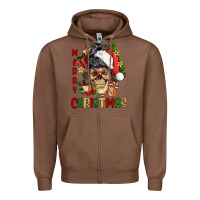 Chestnut Merry Christmas skeleton messy bun Zipper Hoodie - NancyCooperArtShop