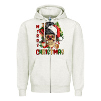 Oatmeal Heather Merry Christmas skeleton messy bun Zipper Hoodie - NancyCooperArtShop