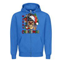 True Royal Merry Christmas skeleton messy bun Zipper Hoodie - NancyCooperArtShop