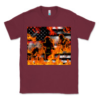Burgundy firefighter thin red lin Classic Tee - LillyAllenDesigns
