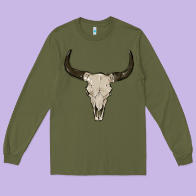 Cow Skul Long Sleeve Tee Designed By Maliassmallbusiness