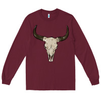 Burgundy cow skul Long Sleeve Tee - MaliasSmallBusiness