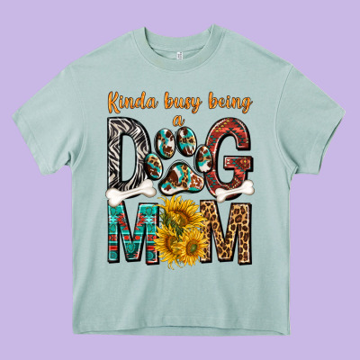 Kinda Busy Being A Dog Mom Heavy Core Tee Designed By Texasbilliewilder