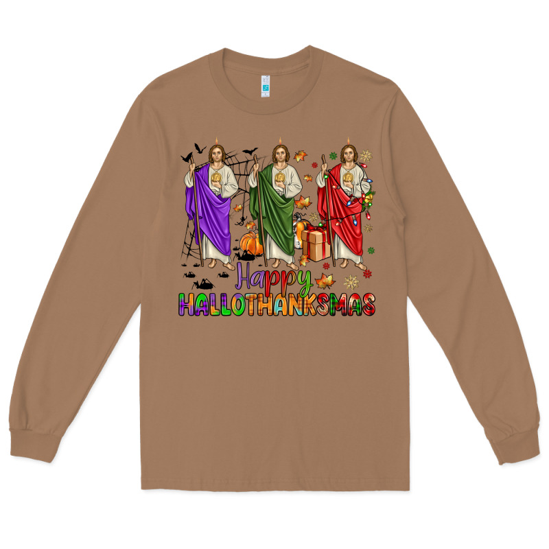 San Judas Happy  Hallothanksmas Long Sleeve Tee by JahusDesignShop | Teevron