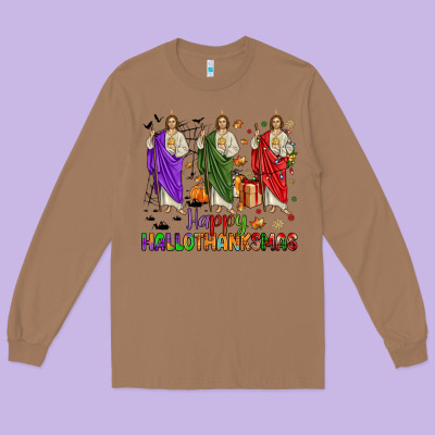 San Judas Happy  Hallothanksmas Long Sleeve Tee Designed By Jahusdesignshop
