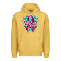 Antique Gold cancer ribbon with angel wings Premium Hoodie - NancyCooperArtShop