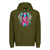 Army Green cancer ribbon with angel wings Premium Hoodie - NancyCooperArtShop