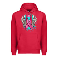 Cardinal cancer ribbon with angel wings Premium Hoodie - NancyCooperArtShop