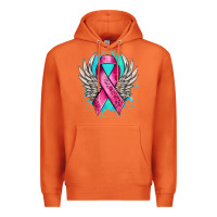 Carrot cancer ribbon with angel wings Premium Hoodie - NancyCooperArtShop