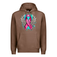 Chestnut cancer ribbon with angel wings Premium Hoodie - NancyCooperArtShop