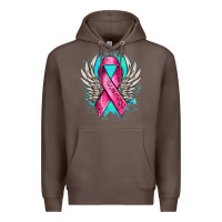 Coffee cancer ribbon with angel wings Premium Hoodie - NancyCooperArtShop