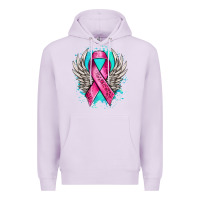 Lilac cancer ribbon with angel wings Premium Hoodie - NancyCooperArtShop