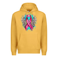 Mustard cancer ribbon with angel wings Premium Hoodie - NancyCooperArtShop