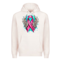 Cancer Ribbon With Angel Wings Premium Hoodie | Teevron